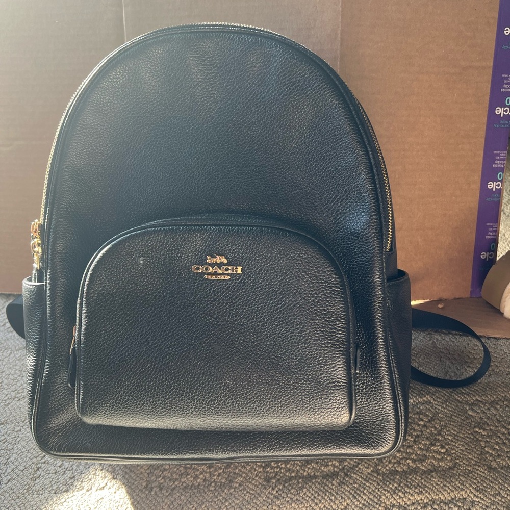 Coach Black Leather Laptop Backpack